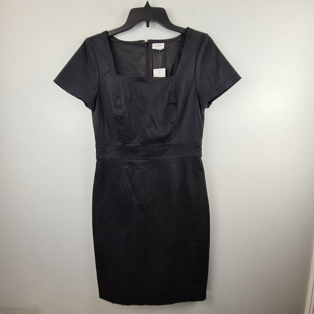 J.Crew Womens Black Square Neck Short Sleeve Sheath Dress Size 4 Professional